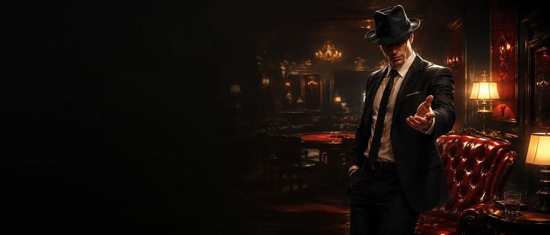 The Syndicate host in the casino lobby at Syndicate Casino